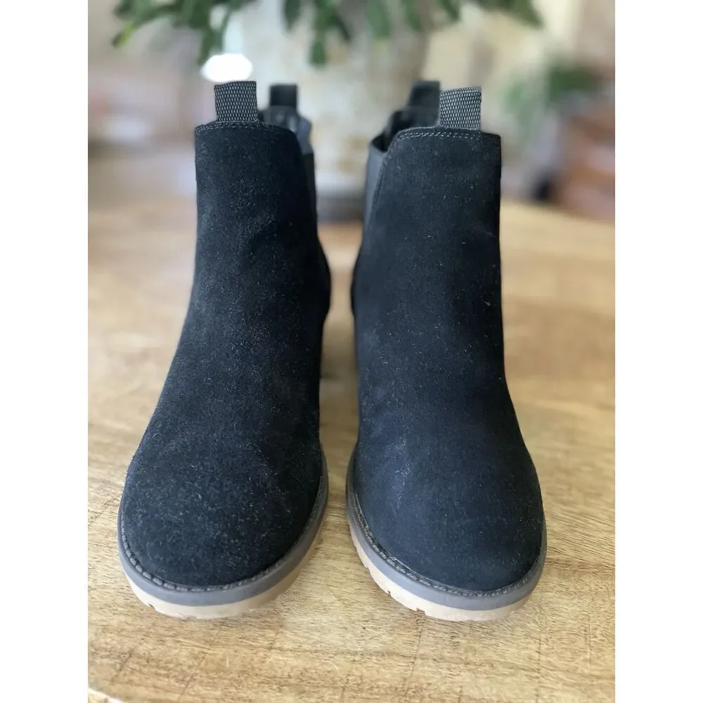 KENSIE Genuine Black Suede Women’s Pull On Chelsea Boot Size 6.5 M